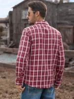 Men's Casual Loose Plaid Western Long Sleeve Shirt - Image 3