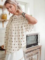 Women's Western Bohemian Short Sleeve Button Blouse - Image 2