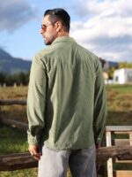Men's Solid Button-Front Long Sleeve Collar Shirt - Image 3