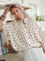 Women's Western Bohemian Short Sleeve Button Blouse - Image 3