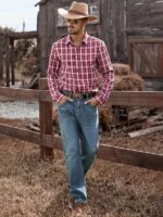 Men's Casual Loose Plaid Western Long Sleeve Shirt - Image 4