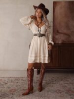 Women's Vintage Bohemian Hollow Crochet Mini Dress - Image 4