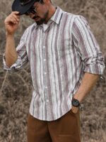 Men's Vintage Striped Long Sleeve Casual Shirt