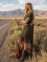 Women's Elastic Lace Knit Western Style Dress - Image 4