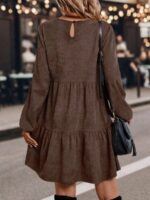 Women's Casual Loose Round Neck Ruffle Hem Dress - Image 4