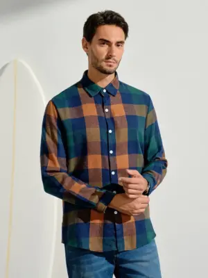 Men's Multicolor Buffalo Plaid Long Sleeve Shirt